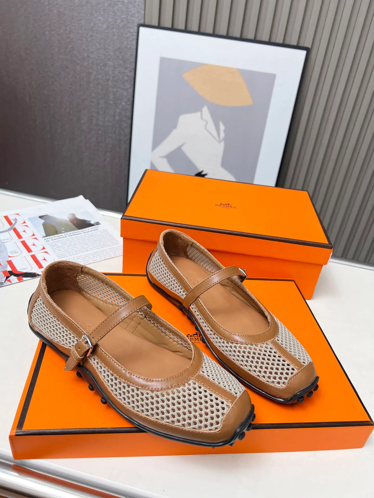 👟👟Ex-factory price 480👟👟Hermes New model! Original development, top layer cowhide! New crafting grid! In sheepskin, sheepskin padding! 35-41 yards